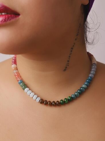 Sacina Trendy Boho Colorful Beaded Choker Necklace, Crystal Necklace, Hippie Necklace, Summer Necklace, Beach Necklace, Y2k Necklace, Christmas Jewelry Gift for Women in Saudi Arabia