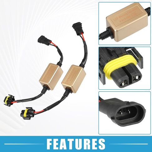 LED Car Headlight Canbus Decoder C16 H11 H8 H9 880 881 Error Free Warning Resistors Decoder Replacement Anti Flicker Resistor Plastic Black (Set of 2) in Saudi Arabia