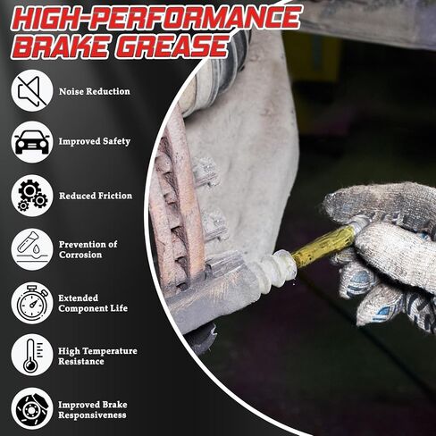 شحم فرجار الفرامل 8 أونصة، شحم الفرامل الممتاز/زيت التشحيم مع فرشاة لنظام الكبح، شحم دبوس تشحيم الفرامل للسيارة، يوفر حماية من الصدأ والتآكل، منظف الفرامل للسيارات in Kuwait