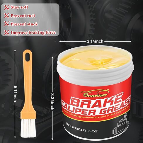 شحم فرجار الفرامل 8 أونصة، شحم الفرامل الممتاز/زيت التشحيم مع فرشاة لنظام الكبح، شحم دبوس تشحيم الفرامل للسيارة، يوفر حماية من الصدأ والتآكل، منظف الفرامل للسيارات in Kuwait