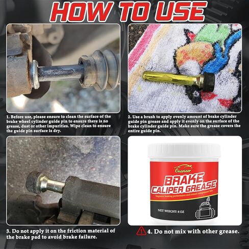 شحم فرجار الفرامل 8 أونصة، شحم الفرامل الممتاز/زيت التشحيم مع فرشاة لنظام الكبح، شحم دبوس تشحيم الفرامل للسيارة، يوفر حماية من الصدأ والتآكل، منظف الفرامل للسيارات in Kuwait