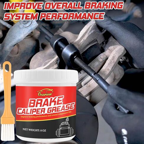 شحم فرجار الفرامل 8 أونصة، شحم الفرامل الممتاز/زيت التشحيم مع فرشاة لنظام الكبح، شحم دبوس تشحيم الفرامل للسيارة، يوفر حماية من الصدأ والتآكل، منظف الفرامل للسيارات in Kuwait