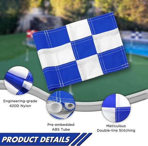 KINGTOP Checkered Golf Flag All 8x6 Inch – 420D Nylon, Tube Inserted – Mini Practice Putting Green Flags for Yard in Kuwait