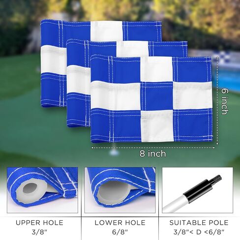 KINGTOP Checkered Golf Flag All 8x6 Inch – 420D Nylon, Tube Inserted – Mini Practice Putting Green Flags for Yard in Kuwait