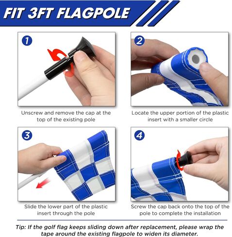 KINGTOP Checkered Golf Flag All 8x6 Inch – 420D Nylon, Tube Inserted – Mini Practice Putting Green Flags for Yard in Kuwait