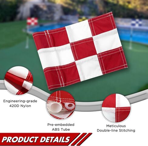 KINGTOP Checkered Golf Flag All 8x6 Inch – 420D Nylon, Tube Inserted – Mini Practice Putting Green Flags for Yard in Kuwait