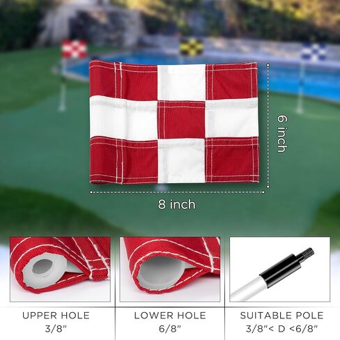KINGTOP Checkered Golf Flag All 8x6 Inch – 420D Nylon, Tube Inserted – Mini Practice Putting Green Flags for Yard in Kuwait