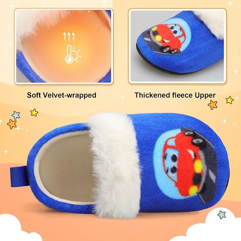 L-RUN Toddler Slippers for Girls Boys Warm House Shoes for Kids Baby Sock Shoes Non-Slip Rubber Sole Winter Home Slippers for Indoor in Saudi Arabia