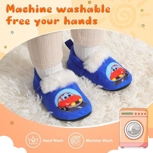 L-RUN Toddler Slippers for Girls Boys Warm House Shoes for Kids Baby Sock Shoes Non-Slip Rubber Sole Winter Home Slippers for Indoor in Saudi Arabia