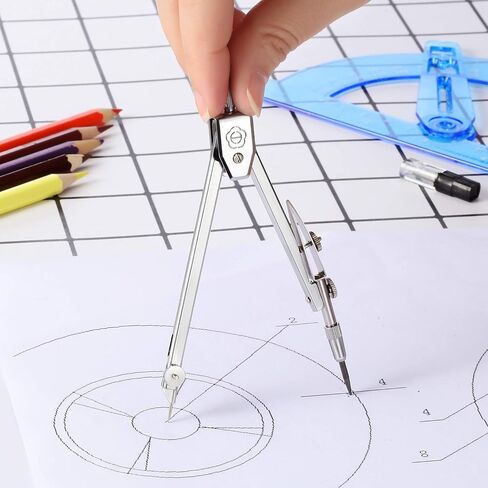 مجموعة الرياضيات الهندسية للطلاب، بوصلة رسم ومنقلة ذراع متأرجحة زرقاء مقاس 6 بوصات منقلة رياضية 180 درجة (النمط 2) in Saudi Arabia
