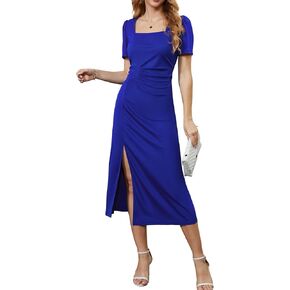 VIISHOW فستان نسائي صيفي 2024 برقبة مربعة بقصة ضيقة فستان سهرة غير رسمي مكشكش للحفلات والنوادي وحفلات الكوكتيل in Kuwait