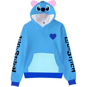Econmars Cute Cat Ear Hoodie 3D Printed Anime Cosplay Hoodies Pullover Hooded Sweatshirt With Pocket For Boys Girls Kids in Kuwait
