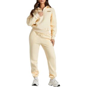 Herseas Women 2 Piece Outfits Sweatsuit Lounge Set Half Zip Pullover with Jogger Airport Tracksuit Matching Pants Set
