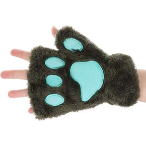Cat Paw Gloves Plush Warm Cosplay Gloves Bear Claw Animal Gloves Knitted Fingerless Mittens for Women Girls