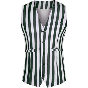 Lars Amadeus Business Vest for Men's Slim Fit V Neck Sleeveless Striped Prints Waistcoat