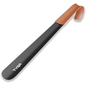Metal Shoe Horn with Handle 42cm Long Shoe Horn with Leather Strap for Men Women Kids