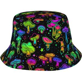 Wayabo Bright Mushrooms Bucket Hats Foldable for Women Men Unisex-Adult Summer Travel Outdoor Fisherman's Caps