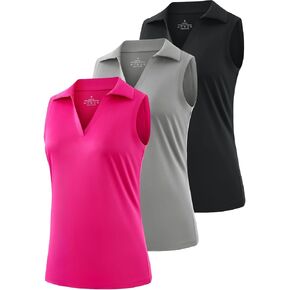 Ullnoy Women's Lightweight Polos Tops Sleeveless Golf Polo Shirt for Women Moisture Wicking Activewear Polos Tops Pack