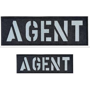 2 Pack Reflective Police Patch Reflective Back Panel Police Patch with Hook and Loop One Small and One Large Black(Police (Black-White）)