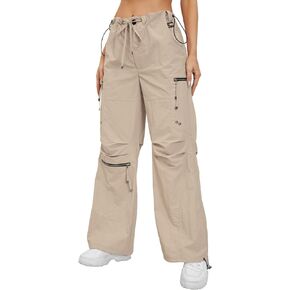 Cargo Pants Women Parachute Pants Drawstring Elastic High Waist Loose Baggy Cargo Pants with Pockets