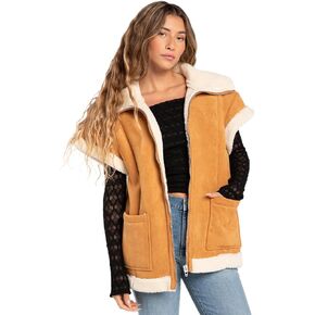 [BLANKNYC] womens Bonded Faux Suede and Sherpa Short Sleeve Vest