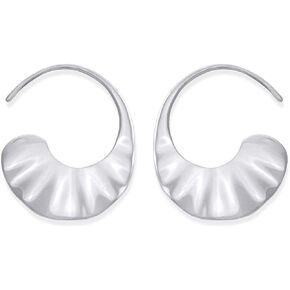 Boma Jewelry Sterling Silver Shimmering Wave Pull Through Backless Hoop Earrings