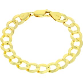 Nuragold 10k Yellow Gold 10mm Solid Cuban Curb Link Chain Bracelet, Mens Jewelry 7" 7.5" 8" 8.5" 9"