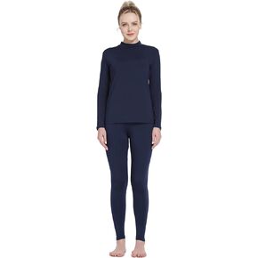 MANCYFIT Thermal Underwear for Women Long Johns Set Fleece Lined Ultra Soft Mock Neck