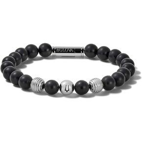 Men's Classic Beaded Bracelet with Cylinder Clasp