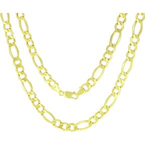 Nuragold 10k Yellow Gold 8mm Figaro Chain Link Necklace, Mens Jewelry Lobster Clasp 18" 20" 22" 24" 26" 28" 30"