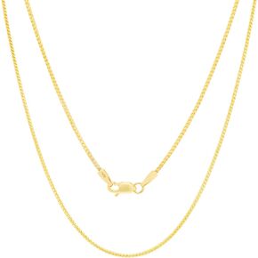 Nuragold 14k Yellow Gold 1.5mm Solid Franco Diamond Cut Wheat Spiga Foxtail Chain Necklace, Mens Womens Lobster Clasp 16" 18" 20" 22" 24"