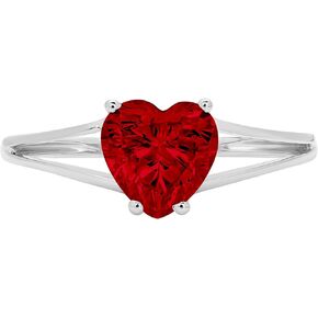 Clara Pucci 1.4ct Heart Cut Solitaire Natural Crimson Deep Red Garnet Engagement Bridal Promise Anniversary Ring 14k White Gold