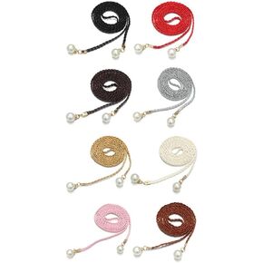 gofidin 8 Pcs Slim Rope Tie Waist Belt for Women Thin Belts Wear Accessories Leather Hemp Rope Clothing Collocation Apparel Accessories Rope Belt