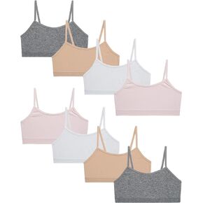 Rene Rofe Girls' Kaylee or Zoey Training Bra – 8 Pack Comfort Stretch Cami Bralette (7-14)