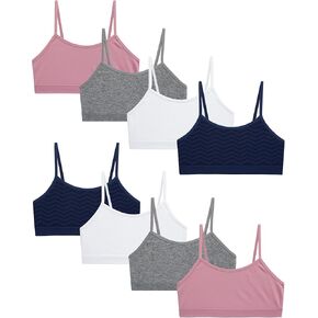 Rene Rofe Girls' Kaylee or Zoey Training Bra – 8 Pack Comfort Stretch Cami Bralette (7-14)