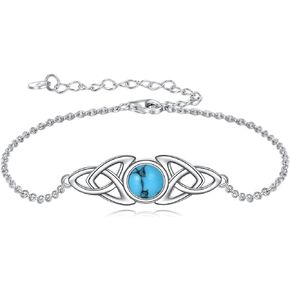 Turquoise Celtic Trinity Knot Bracelet for Women Gemstone Bracelet 925 Sterling Silver Jewelry for Girls