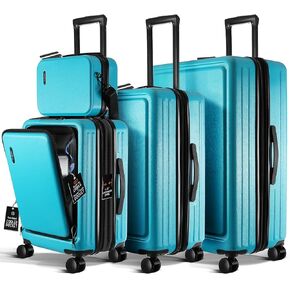 Hard Shell Luggage Sets with Spinner Wheels 4 Piece, Expandable Large Suitcases with TSA Lock, Travel Large Suitcase Set, Black Luggage Set
