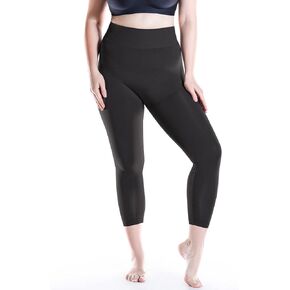 Womens Capri High Waist Leggings Shapewear Tummy Control Tight Waist Hips Thighs Leggings(Black)