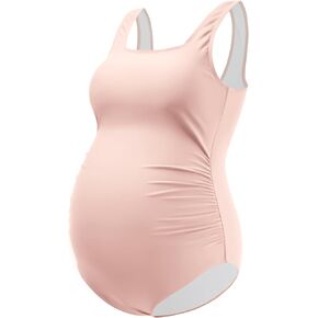 GINKANA Women's Maternity Swimsuits One Piece Backless Maternity Monokini Swimwear Square Neck Pregnancy Mama Bathing Suits
