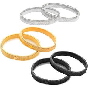 6PCS Sleeve Garters, Stretchy Metal Shirt Sleeve Holders, Anti-Slip Arm Bands Elastic Arm Straps for Men and Women(Silver, Gold, Black)