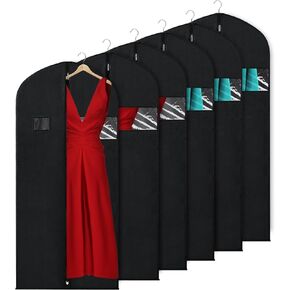 KEEGH 40" Suit Bags Garment Bags for Storage (Set of 6) Garment Bags for Hanging Clothes, Suit Cover Bags Garment Covers for Dress Shirts Coats Clean with Zipper and Transparent Window, Black
