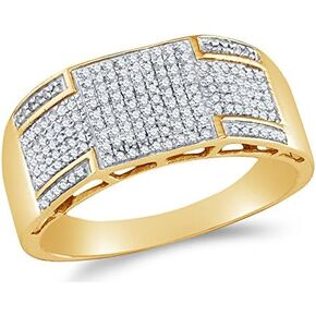 Sonia Jewels 10K Yellow Gold Round Diamond Mens Wedding Band Ring - Micro Pave Setting (.42 cttw.)