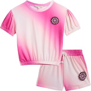 Jessica Simpson Girls’ Shorts Set – 2 Piece French Terry T-Shirt and Sweat Shorts – Cute Outfit Set for Girls (2T-16)