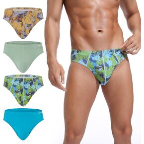 INNERSY Men's Underwear Briefs Bikini Cut Covered Waistband Underpants 4-Pack