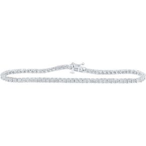 Jewels By Lux Sterling Silver Womens Round Diamond 7-inch Fashion Bracelet 3/8 Cttw