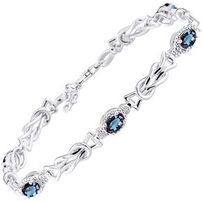 Rylos Bracelets for Women Sterling Silver Love Knot Tennis Bracelet Gemstone & Genuine Diamonds Adjustable to Fit 7"-8" Wrist, 5 Gorgeous 6X4MM Jewelry for Women Friendship Bracelets