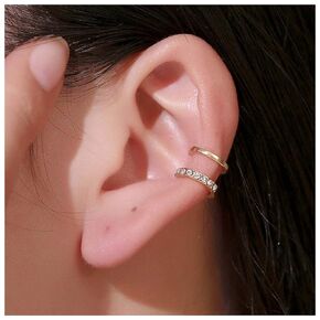 Boho Cz Circle Cuff Earrings Gold Double Ring Helix Earrings Non Pierced Clip on Earrings Minimalist Earcuffs Earring Jewelry for Women and Teen Girls