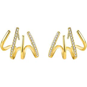 Todenb Claw Earring Cuff for Women,Zircon Needle Ear Cuffs Stud Earrings Minimalist Ear Wrap Piercing Earrings for Girls