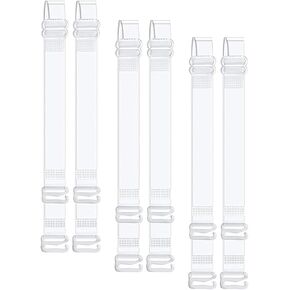 caringgarden Clear Bra Straps, 3 Pairs Invisible Adjustable Shoulder Bra Strap Replacement Bra Straps for Strapless Bra