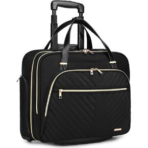 BAVERGE Rolling Laptop Bag for Women with Wheels, Rolling 15.6" Computer Briefcase Overnight Duffle bag for Women Carry on Travel Work Business